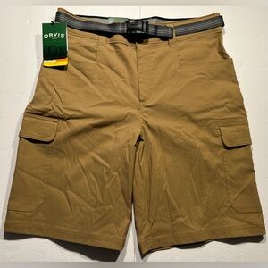Orvis Men’s Cargo Shorts Stretch Pockets Belts Hiking Trail Camping Size 32 NWT